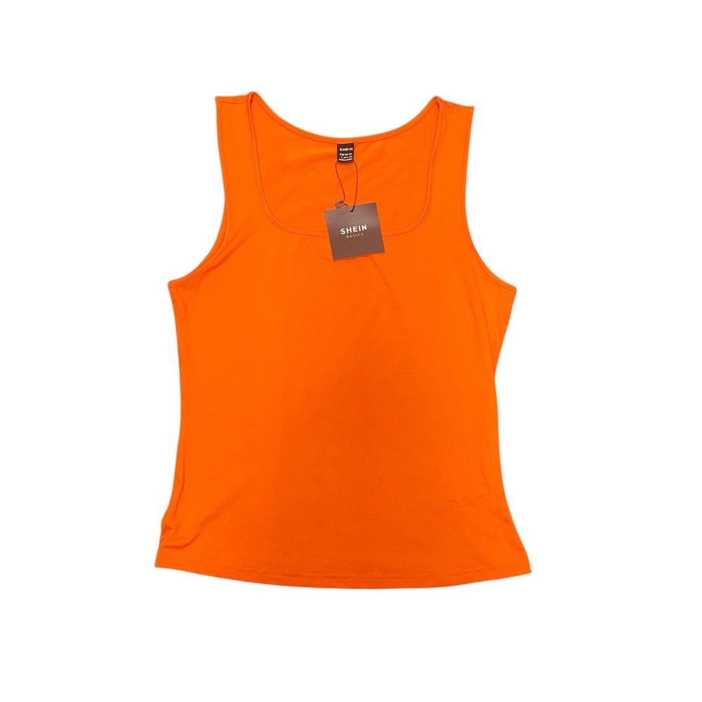 SHEIN Shein NWT Women's Basics Orange Stretch Stretchy Tank Top Sz L New